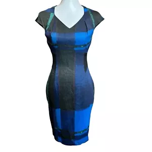 Vestido Vaina Karen Millen Para Mujer 6 Cuadros Acuarela Acetato Cóctel Fiesta - Imagen 1 de 6
