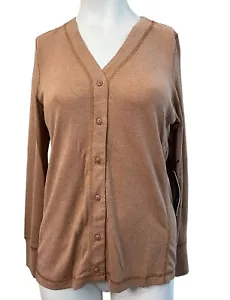 Ladies Small Knit Long Sleeve Button Front Top Shirt Blouse Caramel Light NWT - Picture 1 of 6