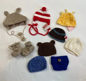 Fotografie Requisite Neugeborenes Baby Strickmütze Menge 9 Bär blau Windelhülle Angeln - Bild 1 von 6