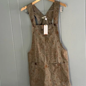 Earthbound Trading Co. Vestido Delantal Paisley M Hecho en Nepal Lagenlook Boho Nuevo con Etiquetas - Imagen 1 de 9