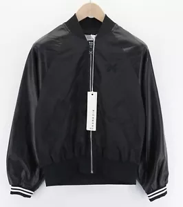 Richmond Bomber Damen JACKE S Schwarz Gewachst Imitat Logo Taschen Leicht - Bild 1 von 10