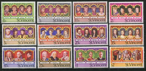 1992 ST VINCENT, MONARCHS: KINGS AND QUEENS, Scott 483-494, MNH Cover