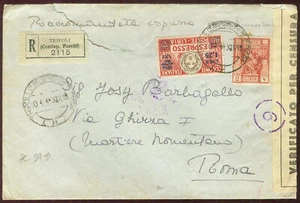 Colonia Italiana Libia, Registrada Eexpress Cubierta Censurada a Roma - Imagen 1 de 2