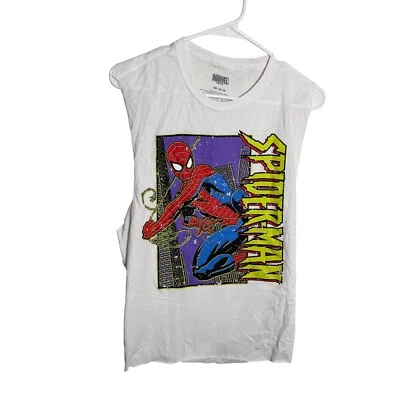 Marvel Spider Man Tank Top Medium Cut Off Sleeveless Graphic Tee Crew Shirt - Image 1 of 4