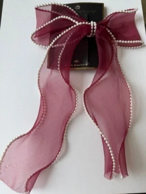 L. Erickson Ruby Bow Barrette Maroon New Free Ship - Image 1 of 3