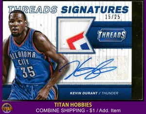 2014-15 Panini Threads Signature PATCH #2 Kevin Durant PATCH AUTO /25 - Picture 1 of 2