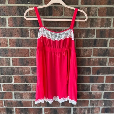 Vestido Sm Y2k De Colección Victorias Secret Rojo Cereza Transparente Sin Mangas Encaje Coqueta Hada 2002 Foto 1 de 4