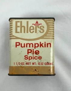 Vintage Ehlers Pumpkin Pie Spice Tin 1.5oz Brook Bond Food 1950's Sliding Lid - Picture 1 of 8