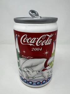 Tarro de galletas de cerámica Coca Cola Pop Top Polar Bear Can 2004 recuerdos de Coca-Cola - Imagen 1 de 7