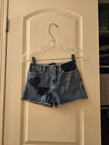Y2k Route 66 Denim Shorts With Beautiful Lace Detaols Sz 7 Girls  - Picture 1 of 6