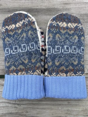 Suéter de lã padrão nórdico feito à mão luvas de punho forrado de lã - Imagem 1 de 3