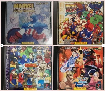 Marvel Super Heroes Vs Street Fighter Capcom EX SNK Pro 4 set Playstation PS1 - Image 1 of 4