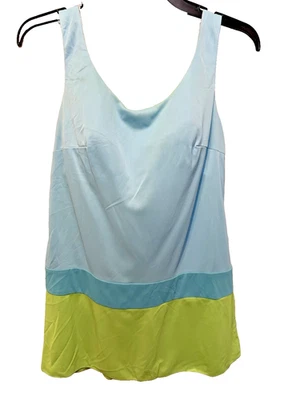 Купальник 1960-х Sandcastle платье для плавания, стильный игровой костюм синий/зеленый 2 штуки - Изображение 1 из 4