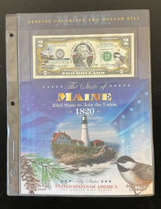 2003 Genuine Colorized $2 Bill State of Maine FREE SHIPPING - Picture 1 of 2