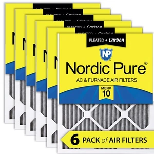 18x20x1 (17_1/2x19_1/2) Furnace Air Filters MERV 10 Pleated Plus Carbon 6 Pack - Picture 1 of 7