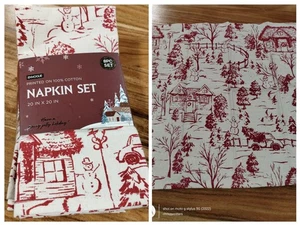 8 SERVILLETAS DE CENA DE LUJO PARA BAÑO ROJO Envogue Camión Invierno Tela para Nieve Algodón NUEVAS - Imagen 1 de 24