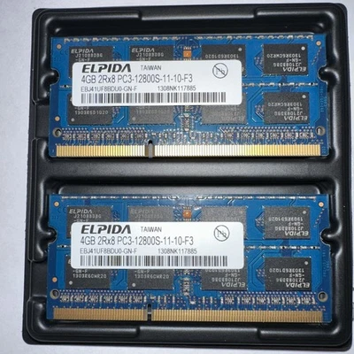 Elpida 8GB Kit DDR3 4GBX2 2RX8 PC3-12800S-11-10-F3 - Image 1 of 2