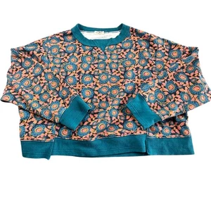 Natural Life Women's Large Oversized Crewneck Cropped Sweatshirt Floral Print - Picture 1 of 6