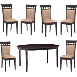 Home Square 4 Piece Set with Oval Butterfly Leaf Dining Table and 6 Chairs - Picture 1 of 7