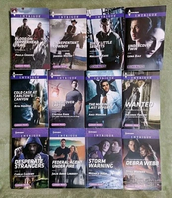Lot of 12 LARGE PRINT Harlequin Intrigue Suspense Books / 2013-2019 TY-11 - Image 1 of 4