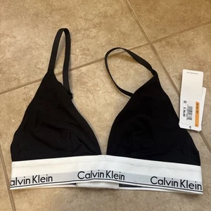 Calvin Klein Black Bralette with Logo Band - Picture 1 of 2