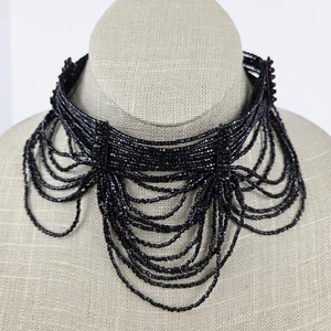Metropolitan Museum of Art MMA Halskette Perlen Cascade Choker schwarz Glasperlen - Bild 1 von 16