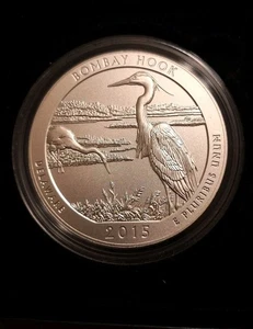 2015-P 5 oz Burnished Silver Coin ATB Bombay Hook (w/Box & COA) - Picture 1 of 5