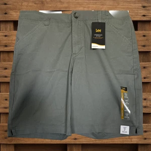 Lee Bermuda mittelhoher Bund Größe 14M legendärer Stil 9" Schrittlänge Fort grün Stretch Tasche - Bild 1 von 6