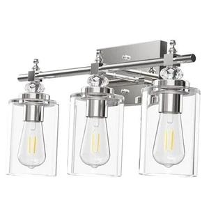 Bathroom Vanity Light Fixtures, 3 Light Wall Sconces Lighting with Clear Glass - Picture 1 of 8