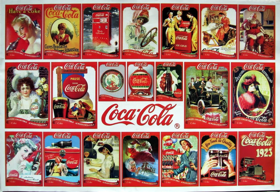 COCA COLA COLLAGE v.3: CLASSIC COKE ADVERTISEMENTS THROUGH THE YEARS, SODA POP - Image 1 of 1