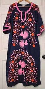 Maxi Vestido FRANCES VALENTINE Mujer 16 Azul Marino Rosa Rojo Pavo Real Caftán Caftán - Imagen 1 de 8