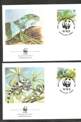 Tonga SC # 752-755 Iguanas FDC. World Wide Fund Covers - Image 1 of 2