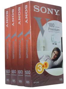 Sony 180 Premium Lot 4 Video cassette VHS pour magnétoscope (Réf#K-664) - Photo 1/3