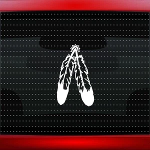Feather #4 Native American Car Decal Window Sticker Wolf Bear Paw (20 COLORS!) - Picture 1 of 1