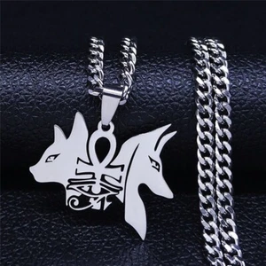 Ägyptischer Hund Katze Ägyptisches Knöchel Kreuz Männchen Horus Anhänger Halskette Geschenk - Bild 1 von 9