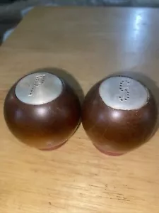 Vintage Holz Mini Kugeln Salz und Pfeffer Shaker - Bild 1 von 4