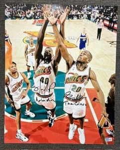 SHAWN KEMP REIGN MAN/GARY PAYTON GLOVE SIGNED AUTO 16X20 PHOTO BAS/BECKETT 05120 - Picture 1 of 2