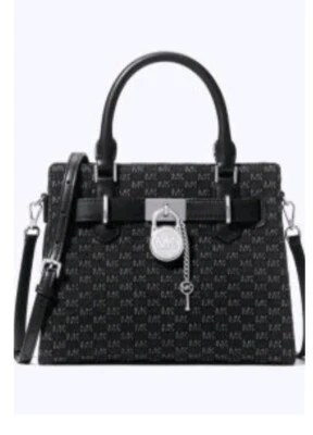 Cartera de mezclilla lavada Michael Kors Hamilton pequeña con logotipo en relieve Foto 1 de 4