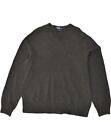 POLO RALPH LAUREN Mens V-Neck Jumper Sweater Large Grey Cotton GF05