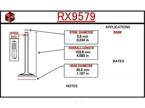 Engine Exhaust Valve ITM RX9579 - Picture 1 of 1
