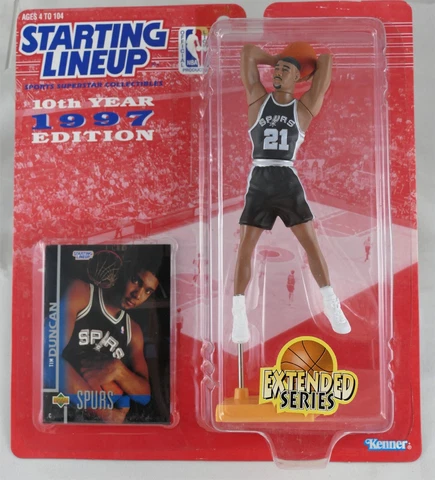 1997 Tim Duncan Spurs NBA Starting Lineup Action Figure Factory Sealed with Case Cover