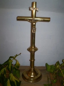 Architectural salvage 1920's French solid Brass Jesus Crucifix, Religious Statue - Picture 1 of 3