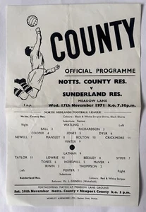 Notts County Reserves v Sunderland Reserves 17th November 1971 - Picture 1 of 2