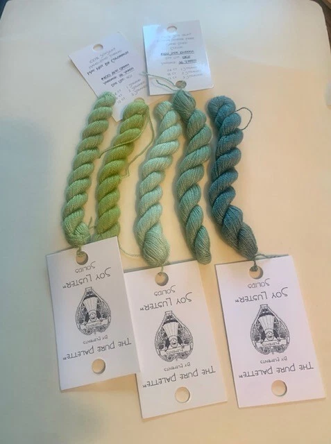 100% Soy Silk Pure Palette Hand-dyed  36 yds/1 skein; various colors GREENS - Image 1 of 1