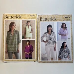 Butterick Sewing Patterns Lot of 2 B6801 & B6814 Womens Blouses Sz 8-16 UNCUT - Picture 1 of 6