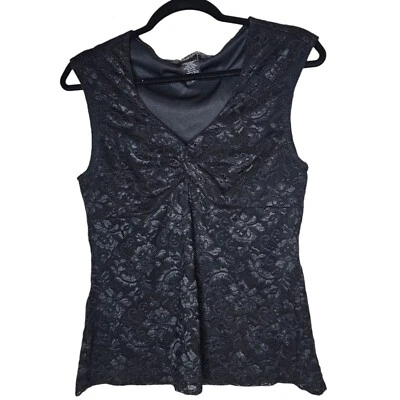 VTG Rampage L Black Floral Lace Babydoll Tank Top Whimsigoth Fairy Grunge Witchy - Image 1 of 4