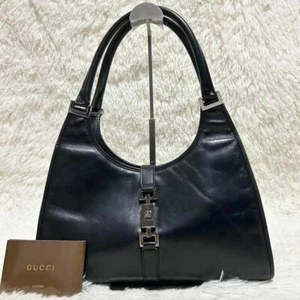 Gucci Tote Bag Jackie All Leather GG Black From Japan - Picture 1 of 10