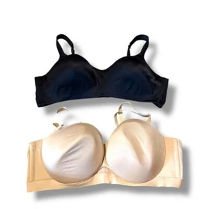 Cacique Lightly Lined Bra Set Black Cream Adjustable Women's Size 48D Set of 2 - Picture 1 of 8