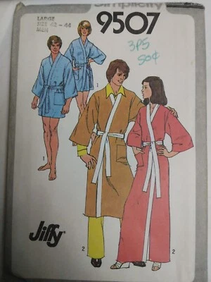 Robe Kimono Bath Mens L 42 44 Simplicity 9507 Sewing Pattern Lounge Short Long - Image 1 of 4