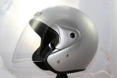 SCORP24 Motorradhelm, Jet-Helm, Scooter Helm mit Visier, silber metallic